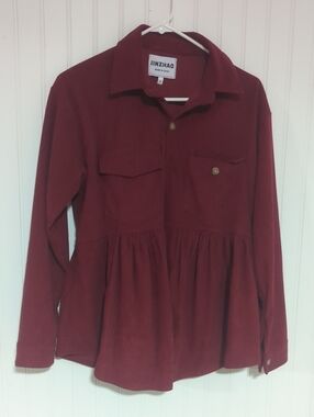 JINZHAO Peplum Button-Front Shacket